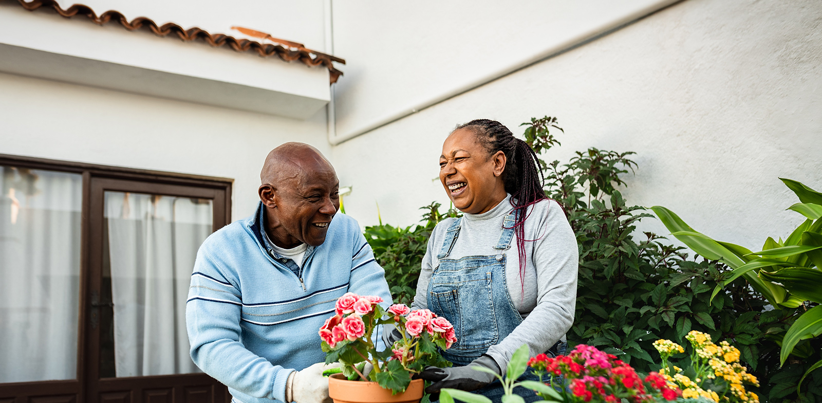 Senior Connection in MA | Get involved | Two happy older adults gardening